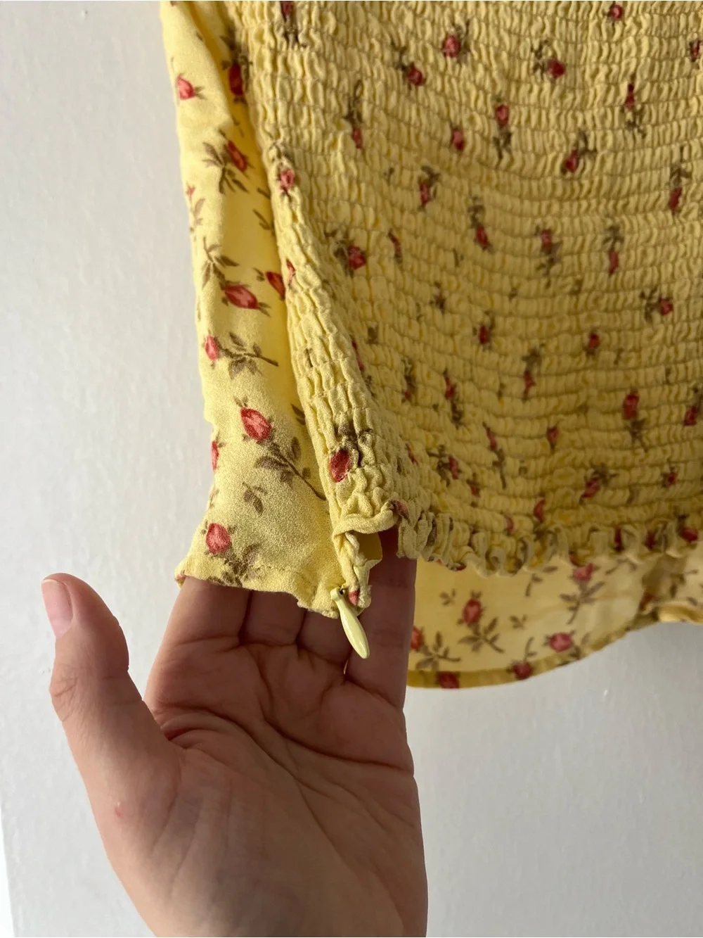 Reformation Jewel Yellow Floral Puff-Sleeve Blouse